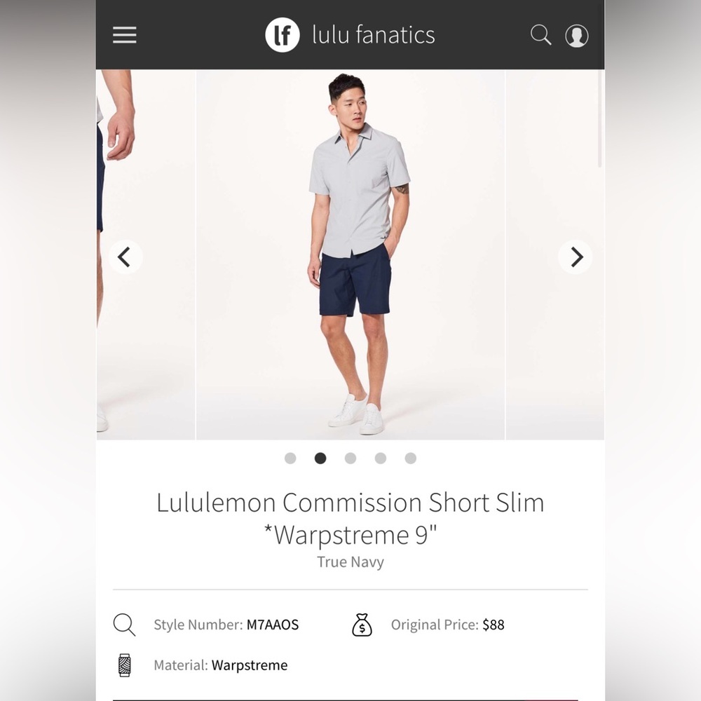 Lululemon Commission Short Slim Warpstreme 9" MENS 30 PERFORMANCE M7AAOS NAVY